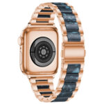 Metal + Resin Watch Band For Apple Watch Ultra 49mm / Series 8&7 45mm / SE 2&6&SE&5&4 44mm / 3&2&1 42mm(Rose Gold Blue)