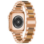 Metal + Resin Watch Band For Apple Watch Ultra 49mm / Series 8&7 45mm / SE 2&6&SE&5&4 44mm / 3&2&1 42mm(Rose Gold Brown)
