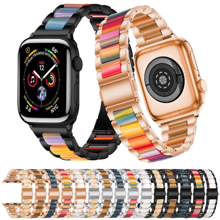 Metal + Resin Watch Band For Apple Watch Ultra 49mm / Series 8&7 45mm / SE 2&6&SE&5&4 44mm / 3&2&1 42mm(Black Pink)