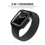 For Apple Watch Series 8 / 7 41mm ENKAY Hat-Prince 2 in 1 PC Frame + 9H Tempered Glass Case(Black)