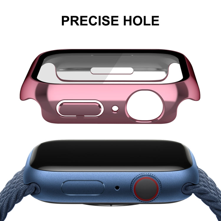 For Apple Watch Series 8 / 7 41mm ENKAY Hat-Prince 2 in 1 PC Frame + 9H Tempered Glass Case(Rose Gold)