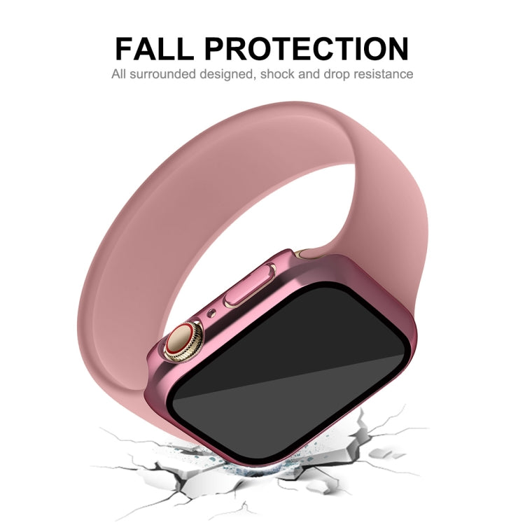 For Apple Watch Series 8 / 7 41mm ENKAY Hat-Prince 2 in 1 PC Frame + 9H Tempered Glass Case(Rose Gold)