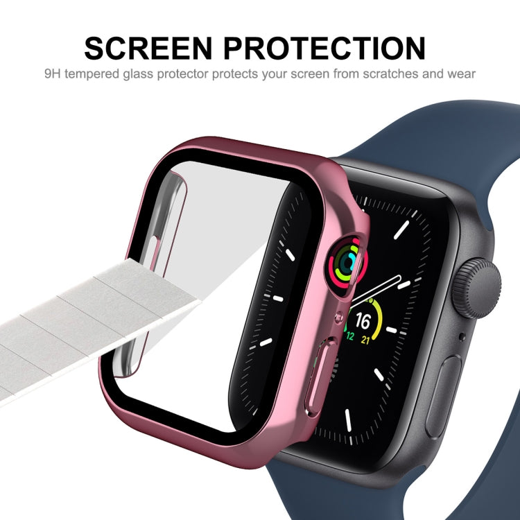 For Apple Watch Series 8 / 7 45mm ENKAY Hat-Prince 2 in 1 PC Frame + 9H Tempered Glass Case(Rose Gold)