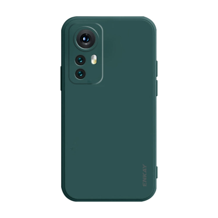 For Xiaomi 12 Pro / 12S Pro ENKAY Liquid Silicone Soft Shockproof Phone Case(Dark Green)