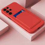 For Samsung Galaxy S22 Ultra 5G Skin Feel Card Contrast Color Button TPU Phone Case(Red)