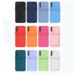 For Samsung Galaxy S22 Ultra 5G Skin Feel Card Contrast Color Button TPU Phone Case(Pink)