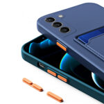 For Samsung Galaxy S22 Ultra 5G Skin Feel Card Contrast Color Button TPU Phone Case(Orange)