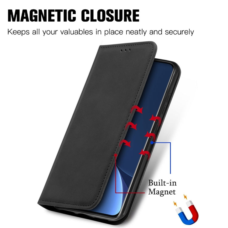 For Xiaomi 12 Pro Retro Skin Feel Magnetic Flip Leather Phone Case(Black)