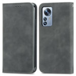 For Xiaomi 12 Pro Retro Skin Feel Magnetic Flip Leather Phone Case(Gray)