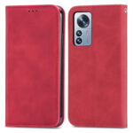 For Xiaomi 12 Pro Retro Skin Feel Magnetic Flip Leather Phone Case(Red)