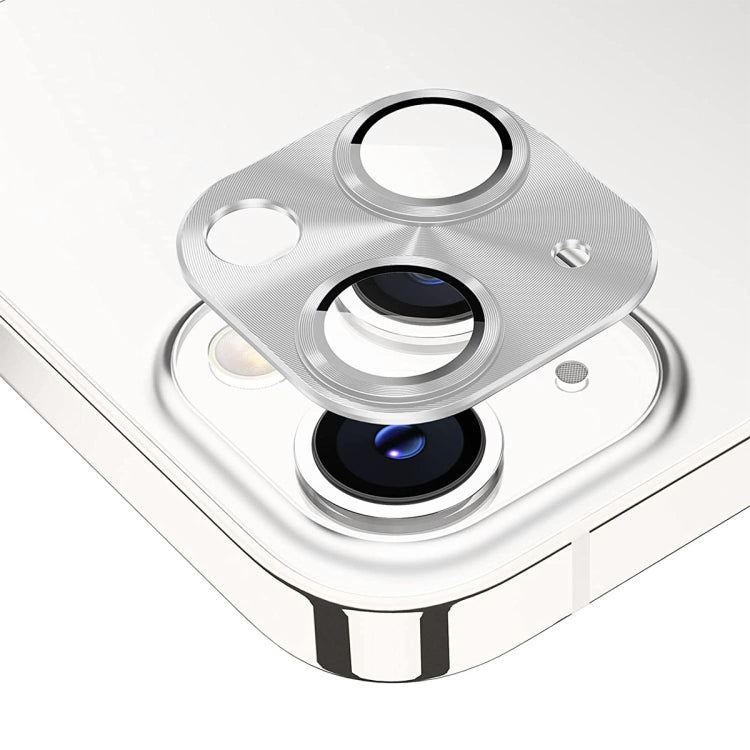 For iPhone 14 / 14 Plus ENKAY Aluminium Alloy Tempered Glass Lens Cover Film(Silver)