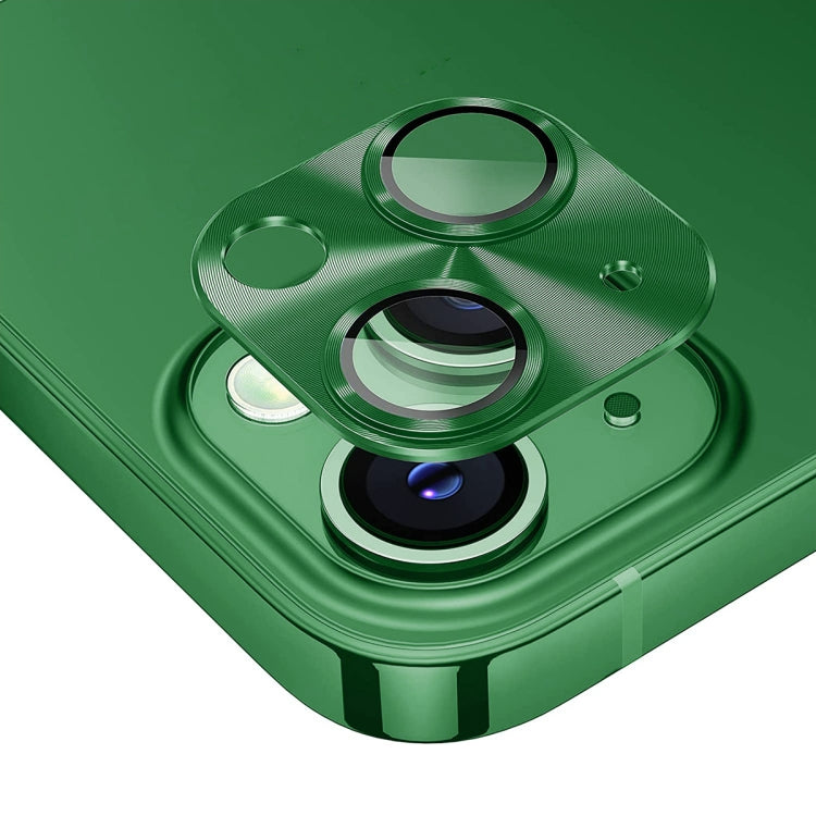 For iPhone 14 / 14 Plus ENKAY Aluminium Alloy Tempered Glass Lens Cover Film (Dark Green)