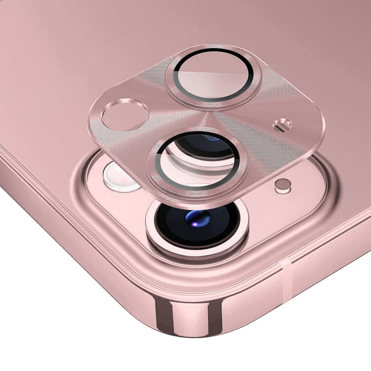 For iPhone 14 / 14 Plus ENKAY Aluminium Alloy Tempered Glass Lens Cover Film (Pink)