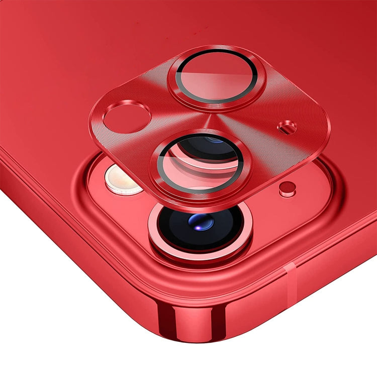 For iPhone 14 / 14 Plus ENKAY Aluminium Alloy Tempered Glass Lens Cover Film (Red)