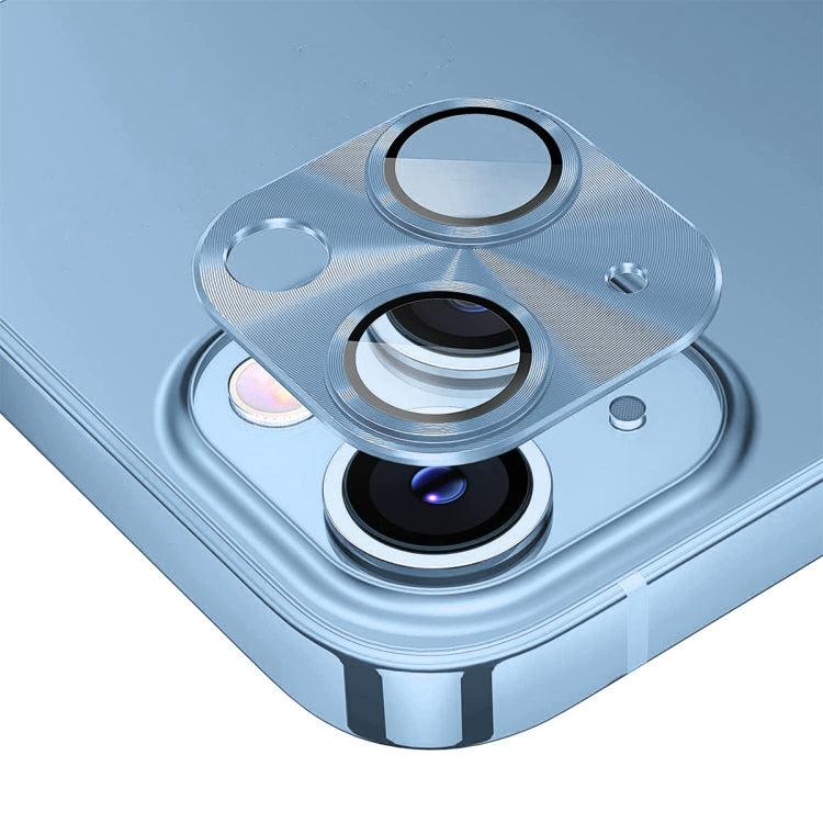 For iPhone 14 / 14 Plus ENKAY Aluminium Alloy Tempered Glass Lens Cover Film (Sierra Blue)