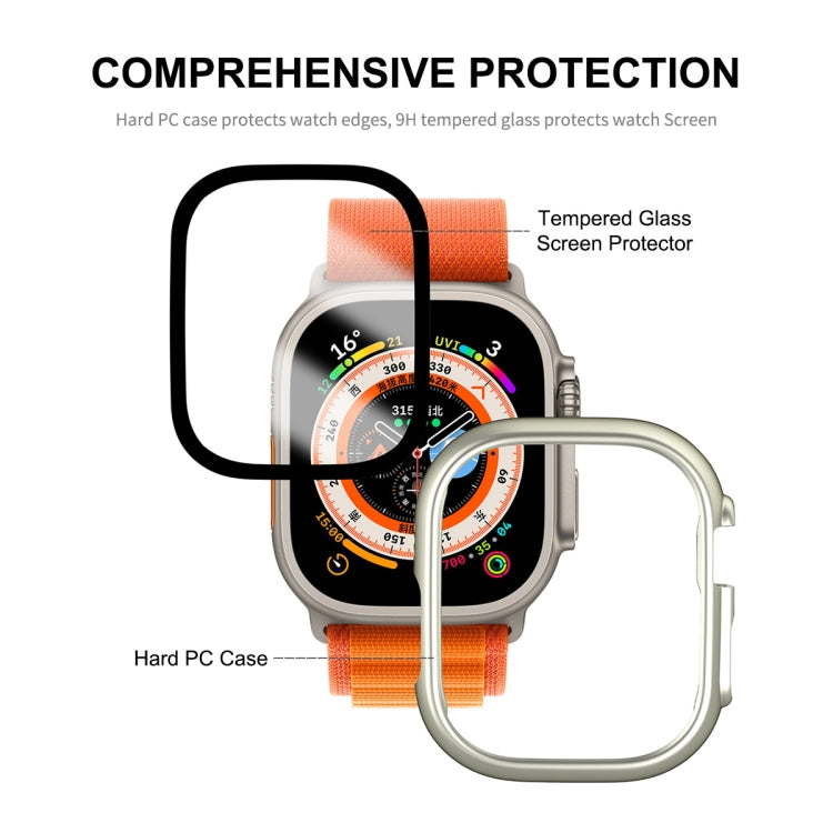 For Apple Watch Ultra 49mm ENKAY 2 in 1 PC Case + Full Coverage 9H Tempered Glass Film(Silver)