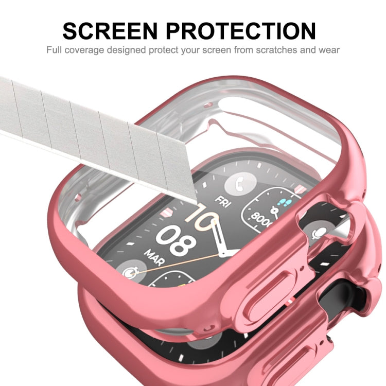 For Apple Watch Ultra 49mm ENKAY Full Coverage Electroplated Soft TPU Case with Screen Film(Pink)