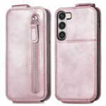 For Samsung Galaxy S23 Ultra 5G Zipper Wallet Vertical Flip Leather Phone Case(Rose Gold)