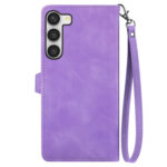 For Samsung Galaxy S23 5G Embossed Flower Zipper Leather Phone Case(Purple)