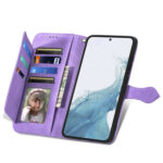 For Samsung Galaxy S23 Plus 5G Embossed Flower Zipper Leather Phone Case(Purple)