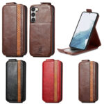 For Samsung Galaxy S23+ 5G Splicing Wallet Card Holder Vertical Flip Leather Phone Case(Red)