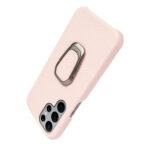 For Samsung Galaxy S22 Ultra 5G Ring Holder Litchi Texture Genuine Leather Phone Case(Pink)