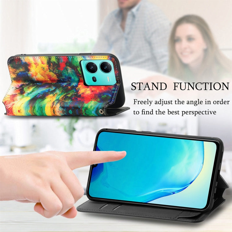 For Samsung Galaxy S23 5G CaseNeo Colorful Magnetic Leather Phone Case(Colorful Cloud)