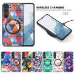 For Samsung Galaxy S23 5G Colored Drawing Leather Back Cover Magsafe Phone Case(Rhombus)