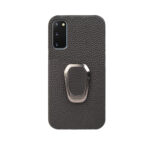 For Samsung Galaxy S20 Ring Holder Litchi Texture Genuine Leather Phone Case(Black)