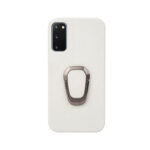 For Samsung Galaxy S20 Ring Holder Litchi Texture Genuine Leather Phone Case(White)