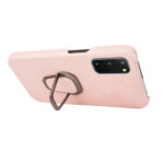 For Samsung Galaxy S20 Ring Holder Litchi Texture Genuine Leather Phone Case(Pink)