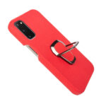 For Samsung Galaxy S20 Ring Holder Litchi Texture Genuine Leather Phone Case(Red)