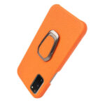 For Samsung Galaxy S20 Ring Holder Litchi Texture Genuine Leather Phone Case(Yellow)