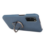 For Samsung Galaxy S20 Ring Holder Litchi Texture Genuine Leather Phone Case(Blue)