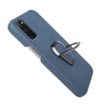 For Samsung Galaxy S20 Ring Holder Litchi Texture Genuine Leather Phone Case(Blue)