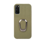 For Samsung Galaxy S20 Ring Holder Litchi Texture Genuine Leather Phone Case(Green)