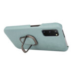 For Samsung Galaxy S20 Ring Holder Litchi Texture Genuine Leather Phone Case(Cyan)