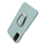 For Samsung Galaxy S20 Ring Holder Litchi Texture Genuine Leather Phone Case(Cyan)