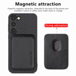 For Samsung Galaxy S23 5G Carbon Fiber Leather Card Magsafe Case(Black)