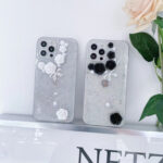 For iPhone 11 3D Pearl Bow Rose Glitter Epoxy TPU Phone Case(Black)