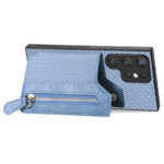 For Samsung Galaxy S23 Ultra 5G Carbon Ffiber Flip Zipper Wallet Phone Case(Blue)