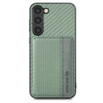 For Samsung Galaxy S23 5G Carbon Fiber Magnetic Card Bag Phone Case(Green)