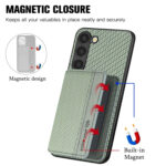 For Samsung Galaxy S23 5G Carbon Fiber Magnetic Card Bag Phone Case(Green)