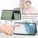 For Samsung Galaxy S23 5G Carbon Fiber Magnetic Card Bag Phone Case(Green)