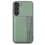 For Samsung Galaxy S23+ 5G Carbon Fiber Magnetic Card Bag Phone Case(Green)