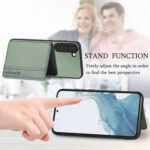 For Samsung Galaxy S23+ 5G Carbon Fiber Magnetic Card Bag Phone Case(Green)