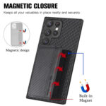 For Samsung Galaxy S23 Ultra 5G Carbon Fiber Magnetic Card Bag Phone Case(Black)