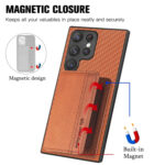 For Samsung Galaxy S23 Ultra 5G Carbon Fiber Magnetic Card Bag Phone Case(Brown)