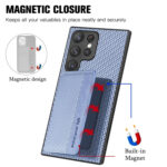 For Samsung Galaxy S23 Ultra 5G Carbon Fiber Magnetic Card Bag Phone Case(Blue)