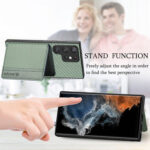 For Samsung Galaxy S23 Ultra 5G Carbon Fiber Magnetic Card Bag Phone Case(Khaki)